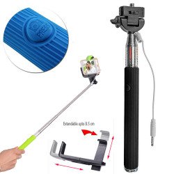 Wired Selfie Stick with Remote Large Clip (Black)
